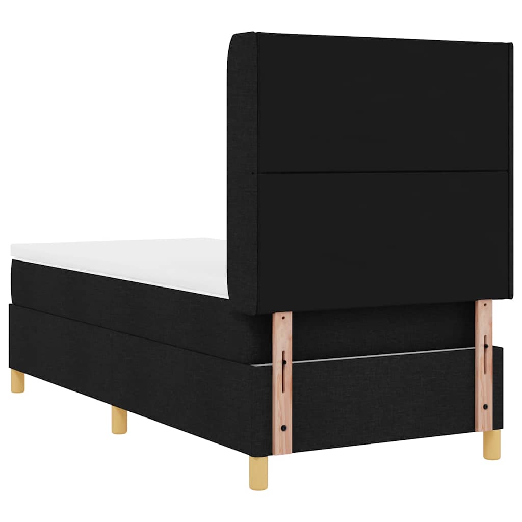 Box spring seng med hovedgærde Sort 100 x 200 cm Stof