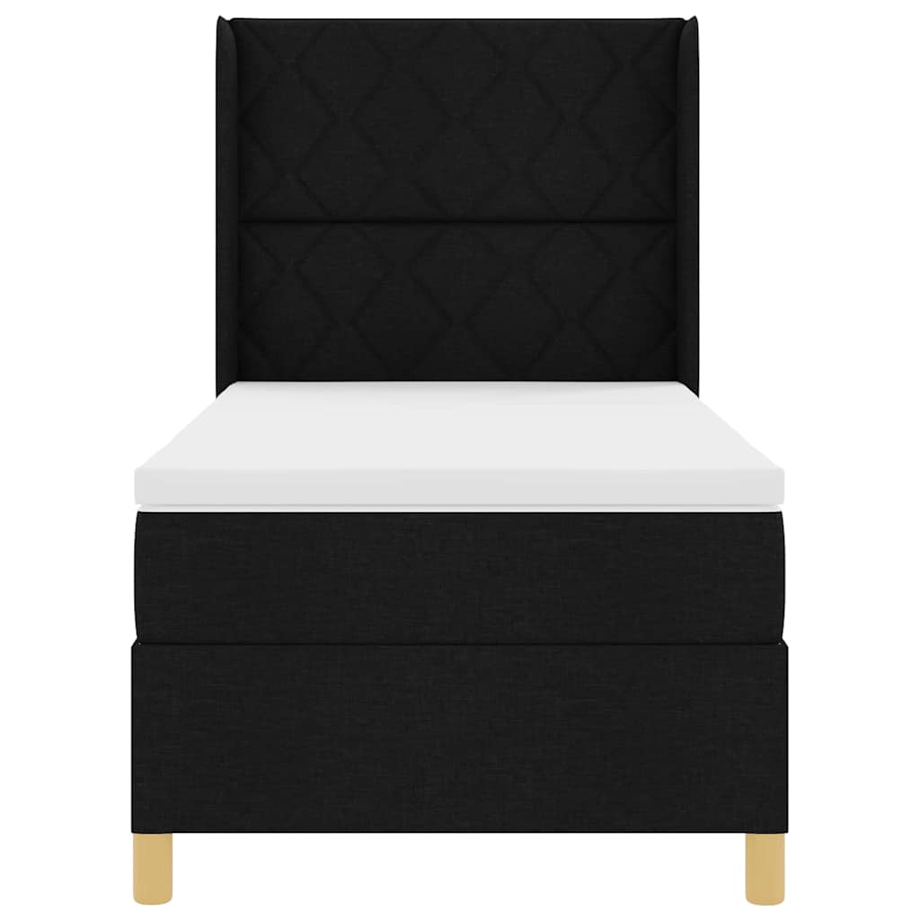 Box spring seng med hovedgærde Sort 100 x 200 cm Stof