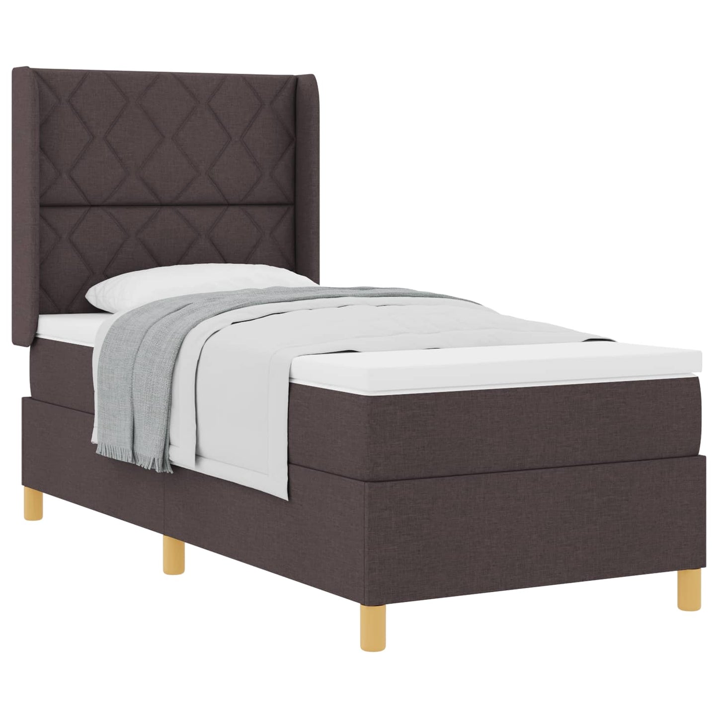 Box spring seng med hovedgærde Mørk Brun 100 x 200 cm Stof