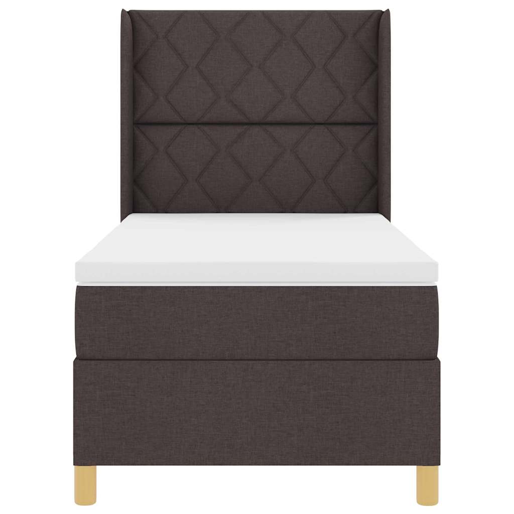 Box spring seng med hovedgærde Mørk Brun 100 x 200 cm Stof