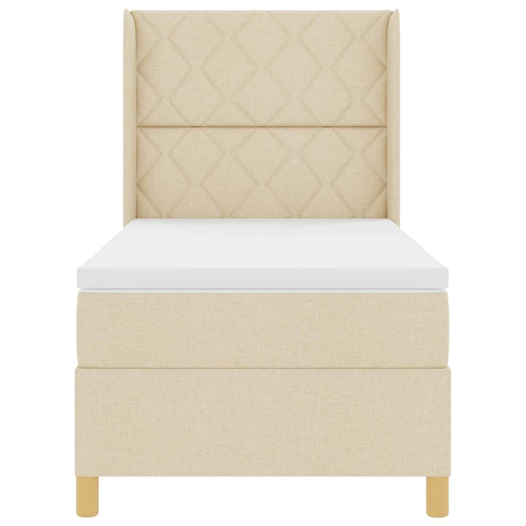 Box spring seng med hovedgærde Creme 100 x 200 cm Stof