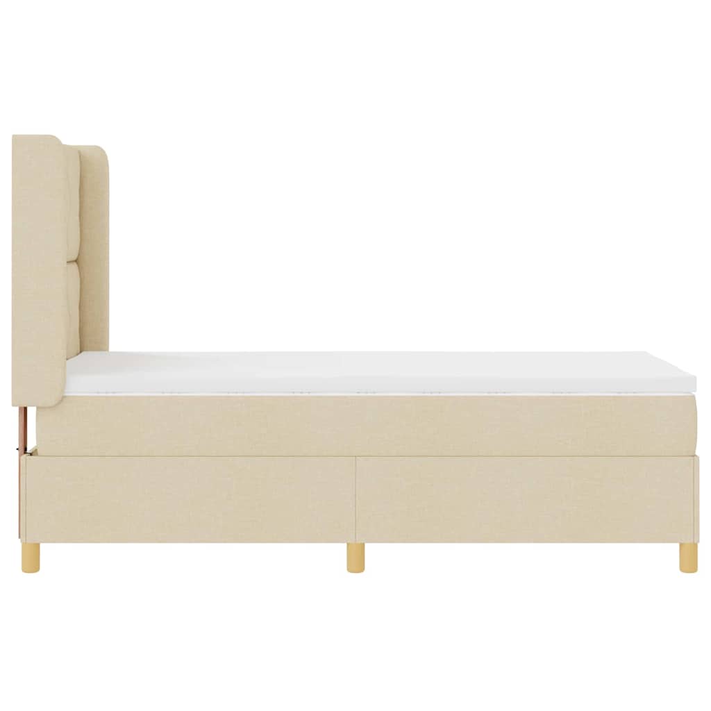 Box spring seng med hovedgærde Creme 100 x 200 cm Stof