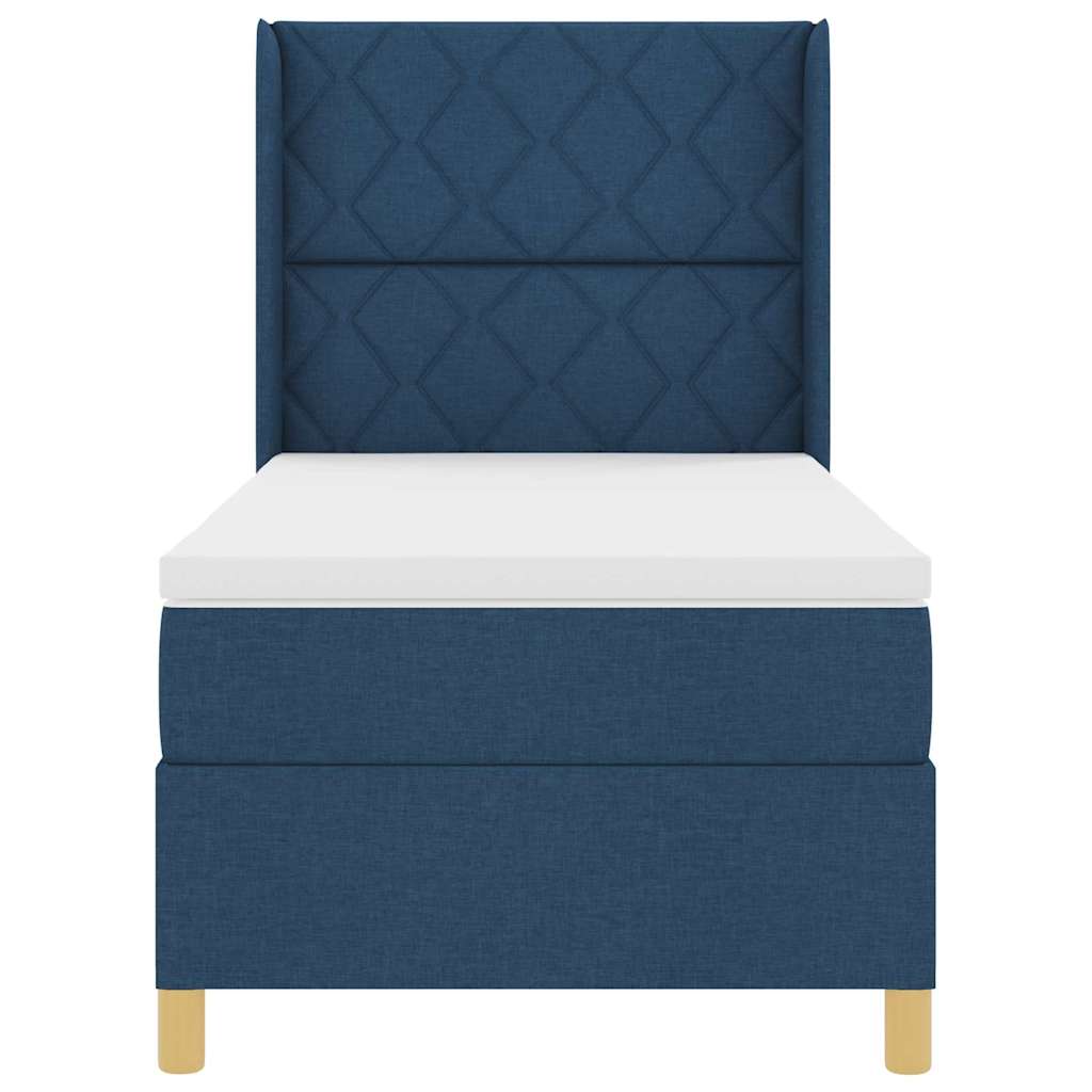 Box spring seng med hovedgærde Blå 100 x 200 cm Stof