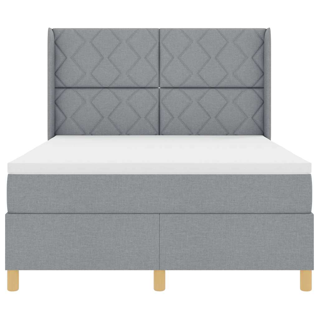 Box spring seng med hovedgærde Lysegrå 140 x 190 cm Stof
