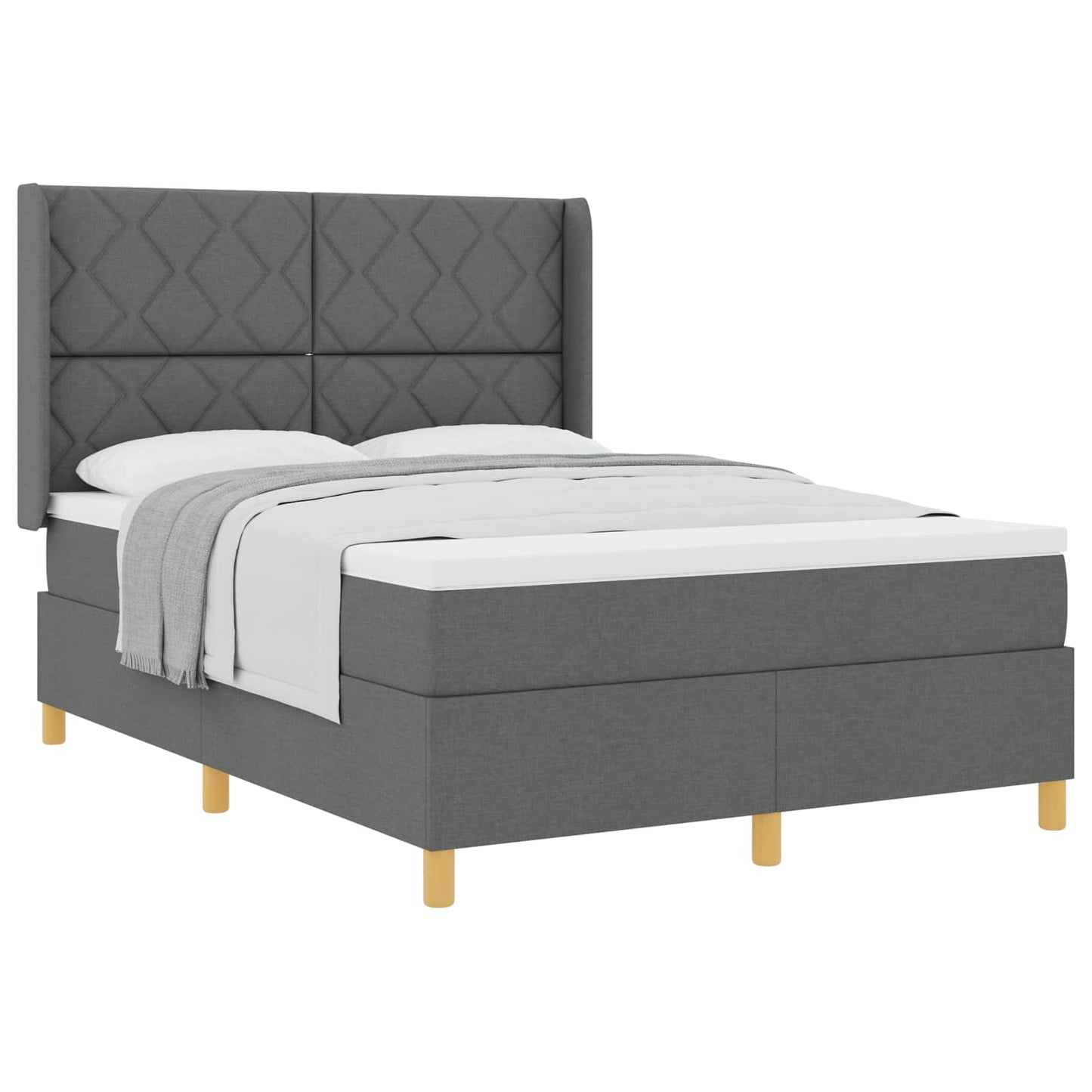 Box spring seng med hovedgærde Mørkegrå 140 x 200 cm Stof