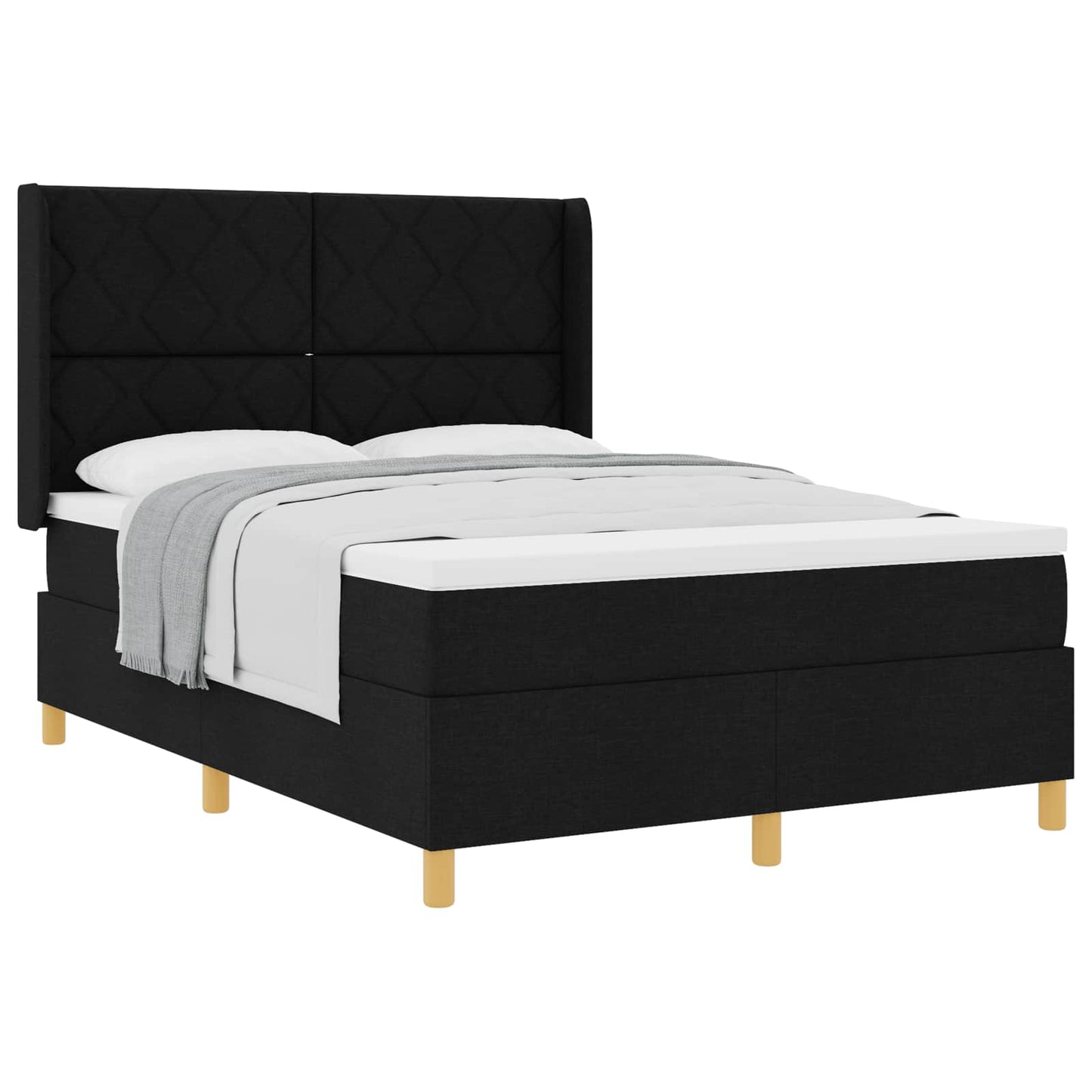 Box spring seng med hovedgærde Sort 140 x 200 cm Stof