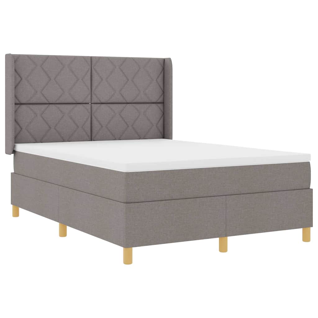 Box spring seng med hovedgærde Gråbrun 140 x 200 cm Stof