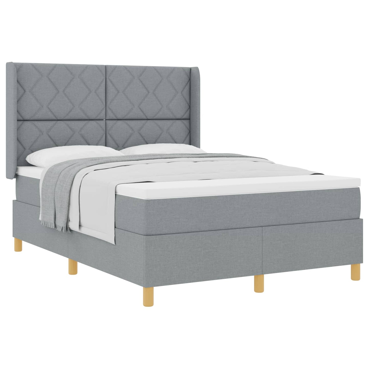 Box spring seng med hovedgærde Lysegrå 160 x 200 cm Stof