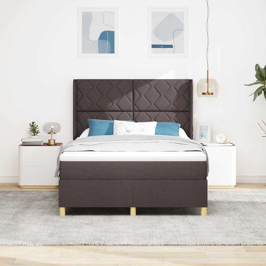 Box spring seng med hovedgærde Mørk Brun 160 x 200 cm Stof
