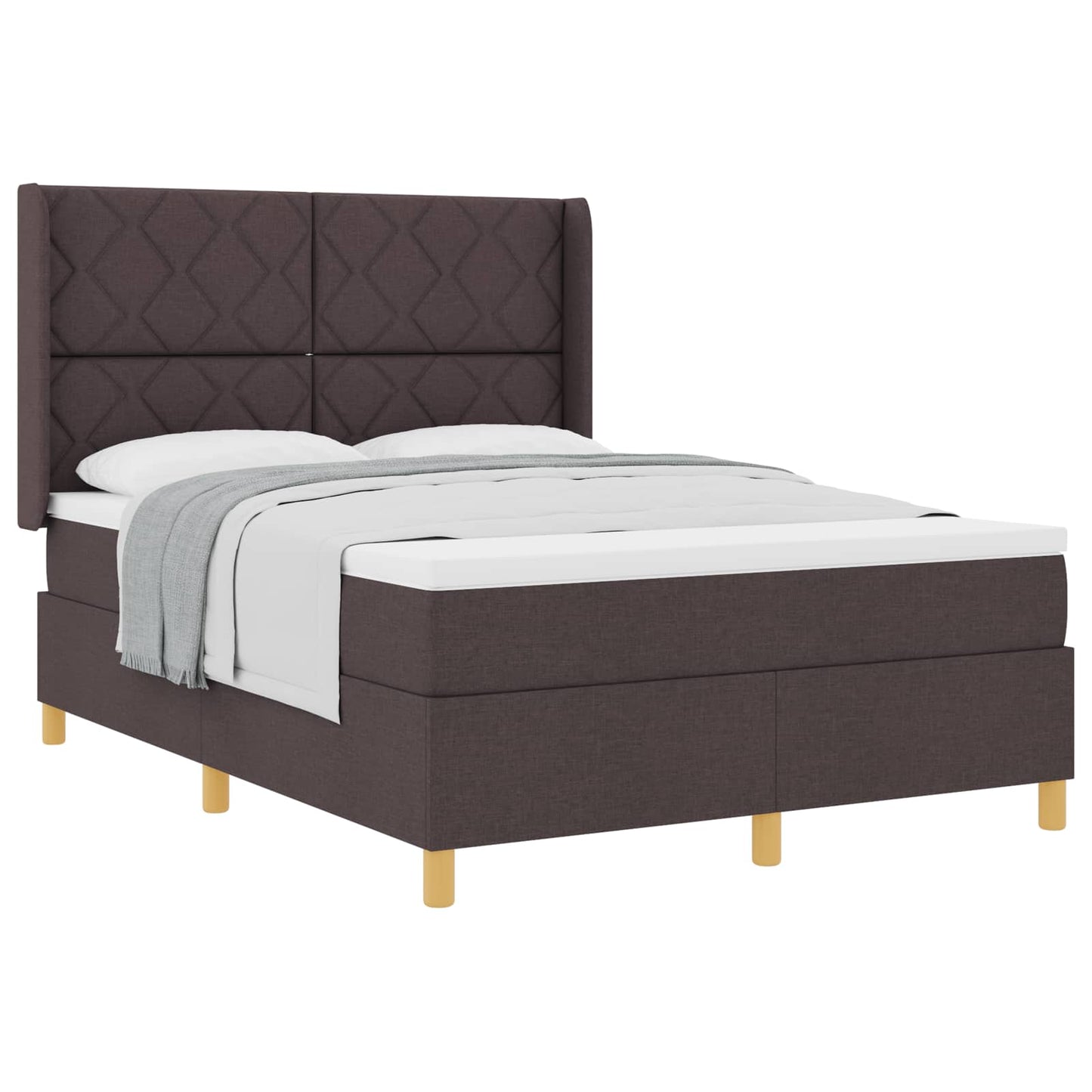 Box spring seng med hovedgærde Mørk Brun 160 x 200 cm Stof