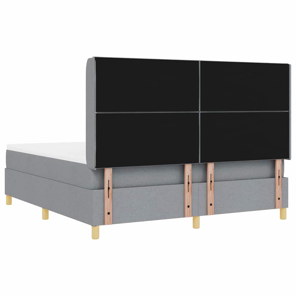 Box spring seng med hovedgærde Lysegrå 180 x 200 cm Stof