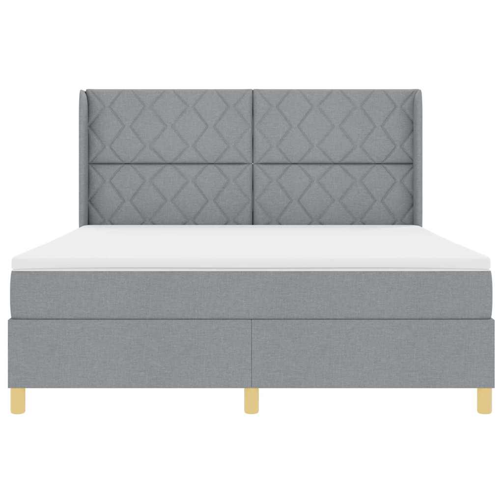 Box spring seng med hovedgærde Lysegrå 180 x 200 cm Stof