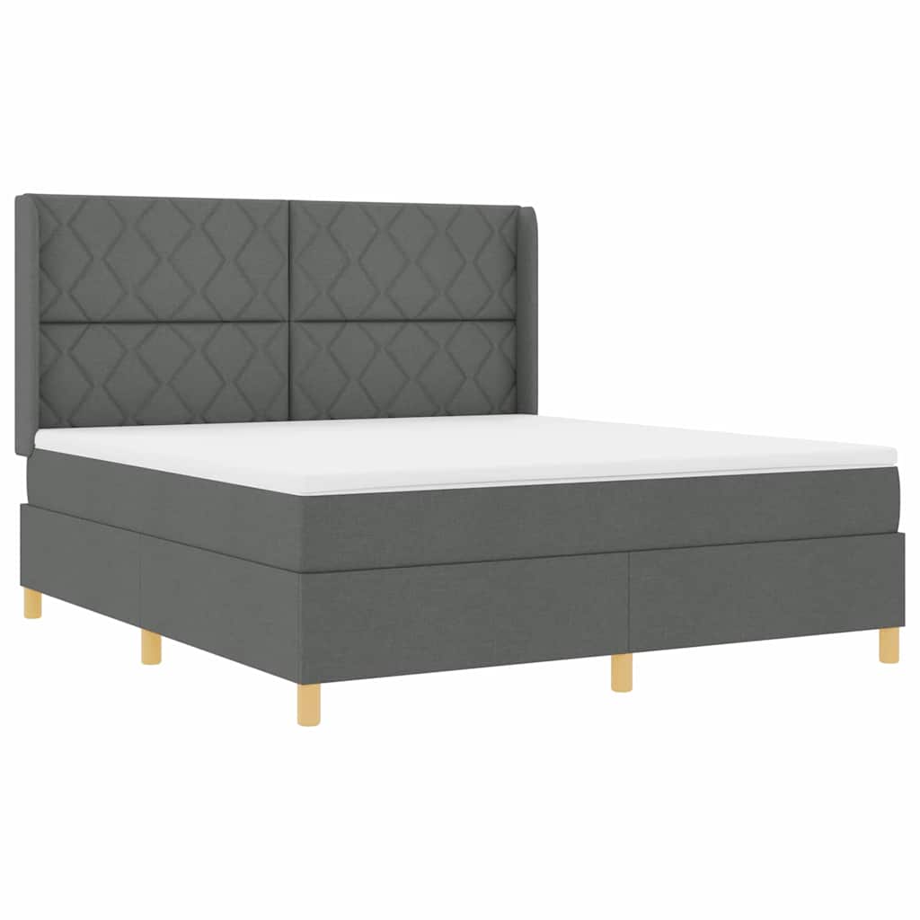 Box spring seng med hovedgærde Mørkegrå 180 x 200 cm Stof