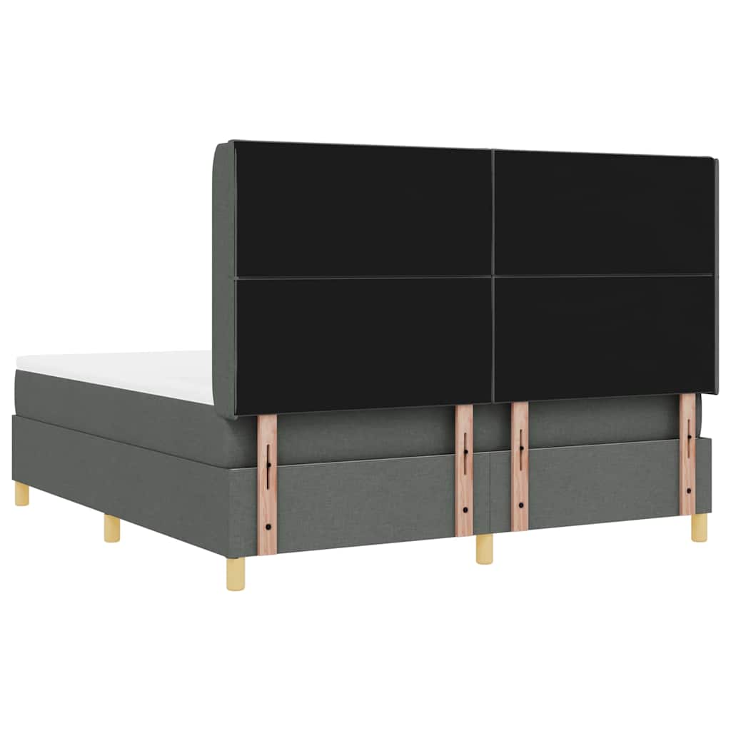 Box spring seng med hovedgærde Mørkegrå 180 x 200 cm Stof