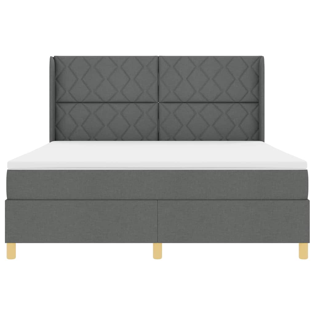 Box spring seng med hovedgærde Mørkegrå 180 x 200 cm Stof