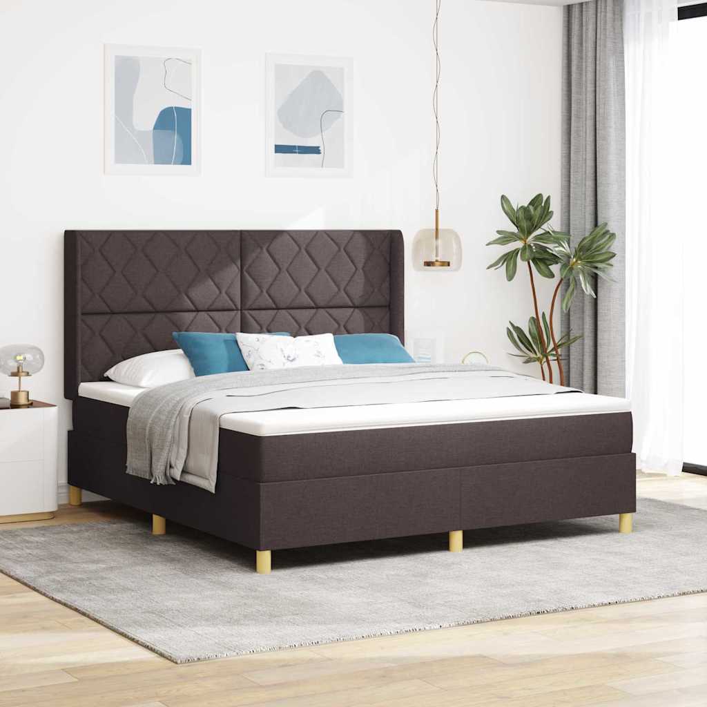 Box spring seng med hovedgærde Mørk Brun 180 x 200 cm Stof