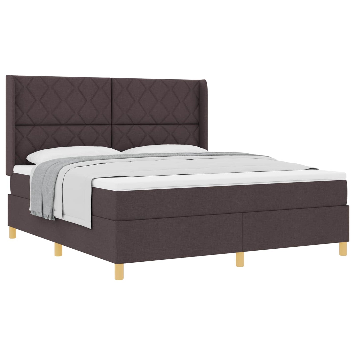 Box spring seng med hovedgærde Mørk Brun 180 x 200 cm Stof