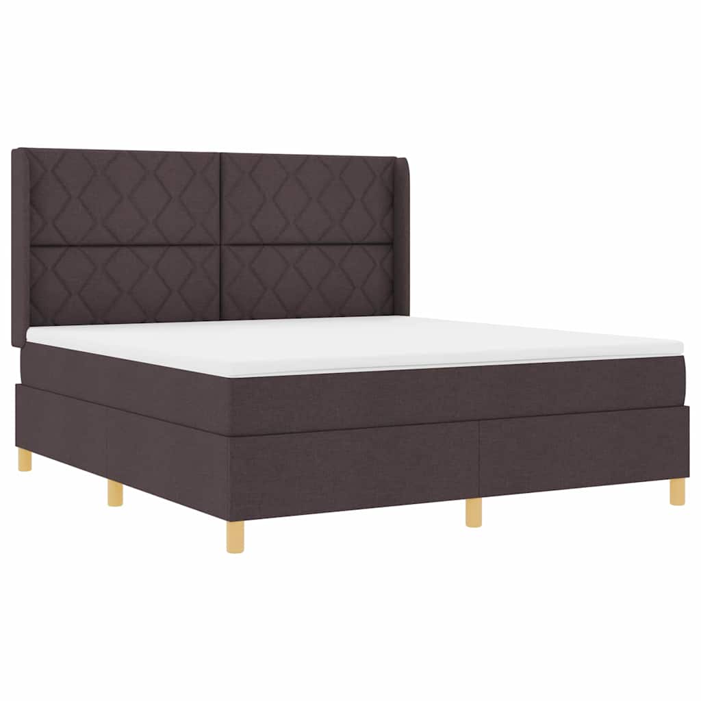 Box spring seng med hovedgærde Mørk Brun 180 x 200 cm Stof