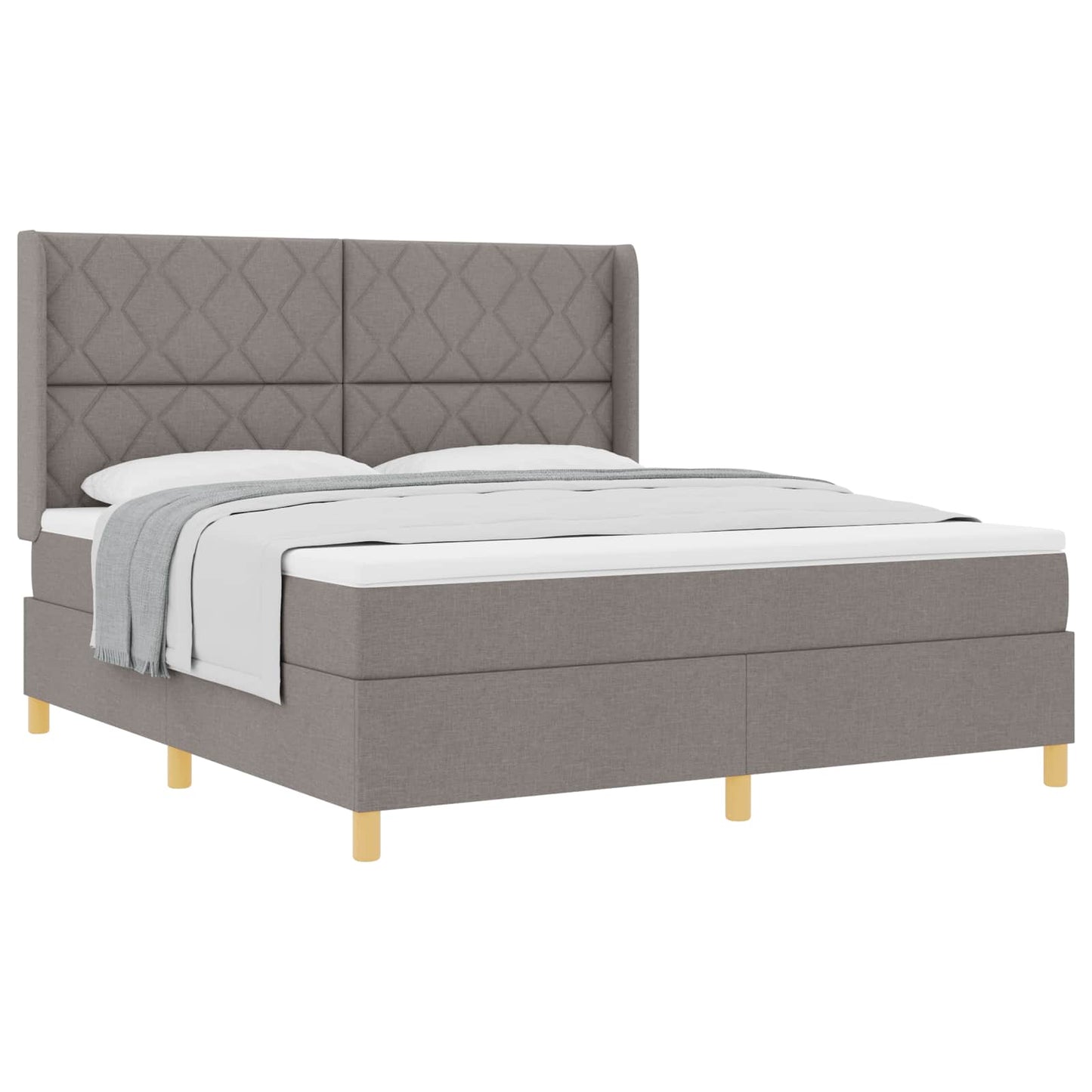 Box spring seng med hovedgærde Gråbrun 180 x 200 cm Stof