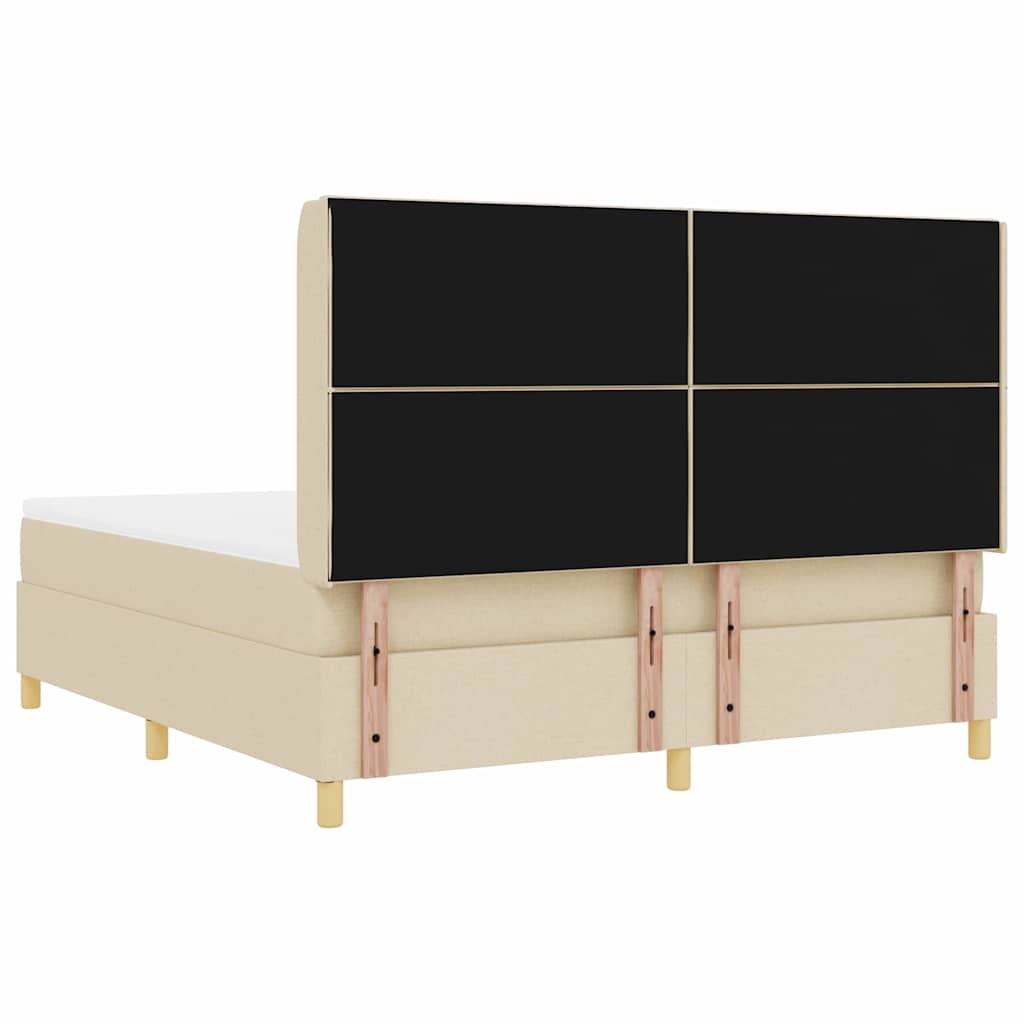 Box spring seng med hovedgærde Creme 180 x 200 cm Stof