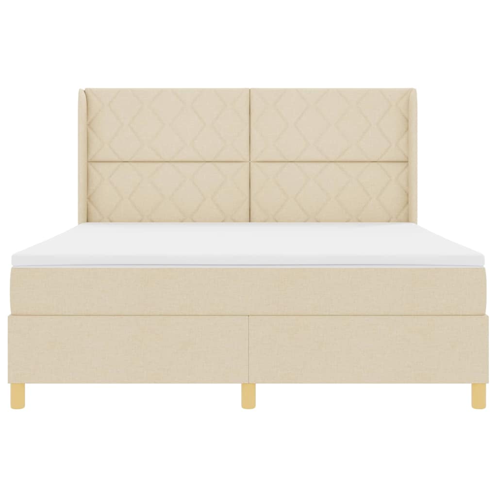 Box spring seng med hovedgærde Creme 180 x 200 cm Stof