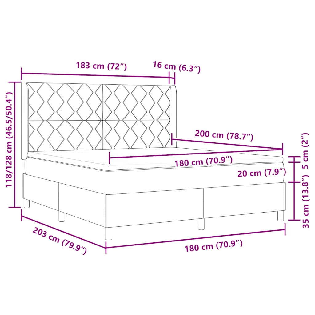 Box spring seng med hovedgærde Blå 180 x 200 cm Stof