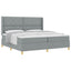 Box spring seng med hovedgærde Lysegrå 200 x 200 cm Stof
