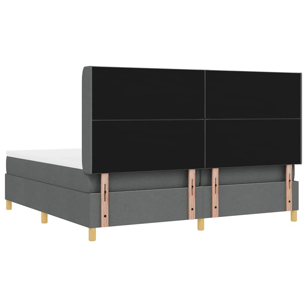 Box spring seng med hovedgærde Mørkegrå 200 x 200 cm Stof