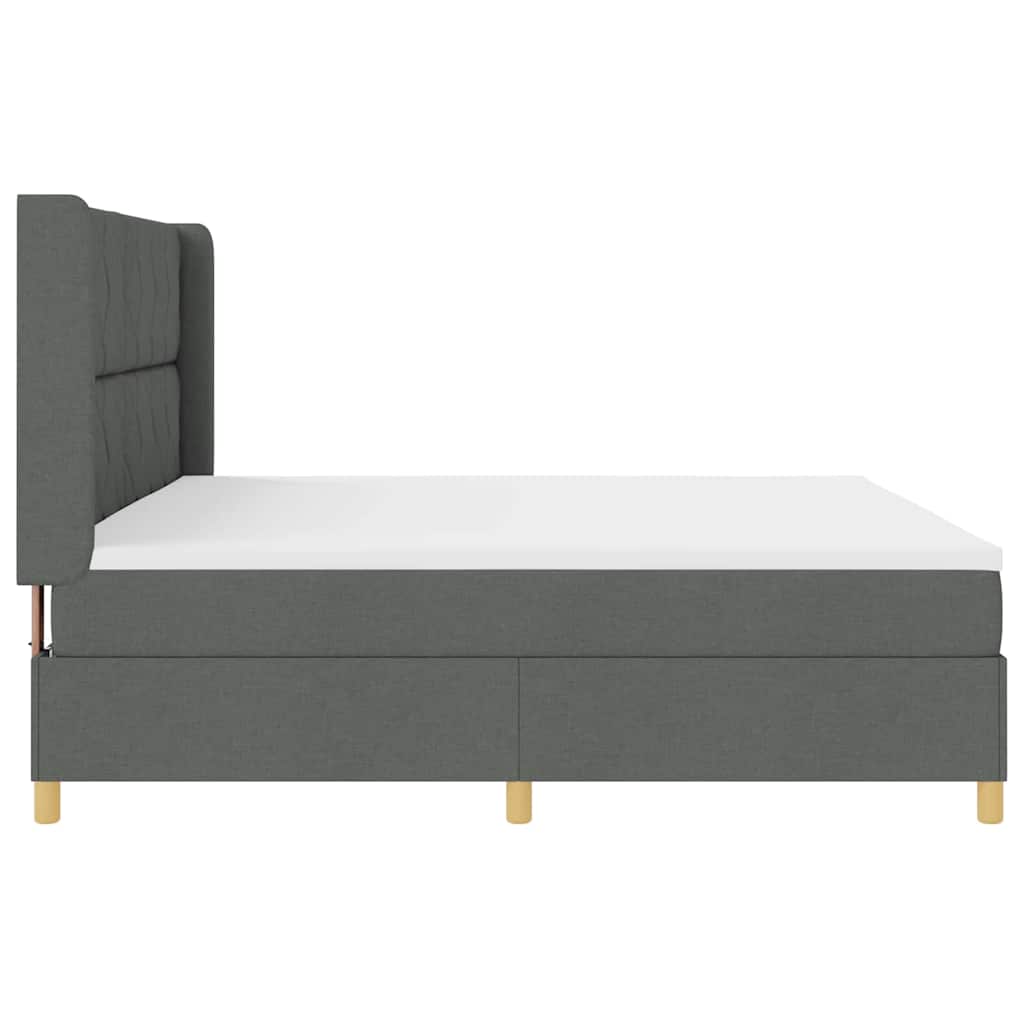 Box spring seng med hovedgærde Mørkegrå 200 x 200 cm Stof