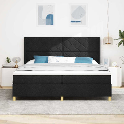 Box spring seng med hovedgærde Sort 200 x 200 cm Stof