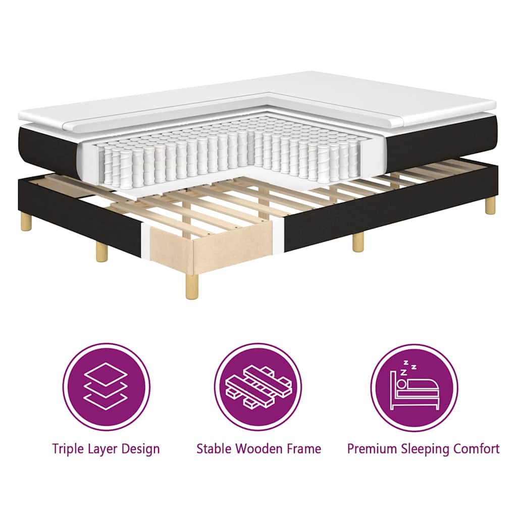 Box spring seng med hovedgærde Sort 200 x 200 cm Stof