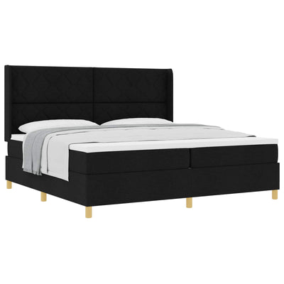 Box spring seng med hovedgærde Sort 200 x 200 cm Stof