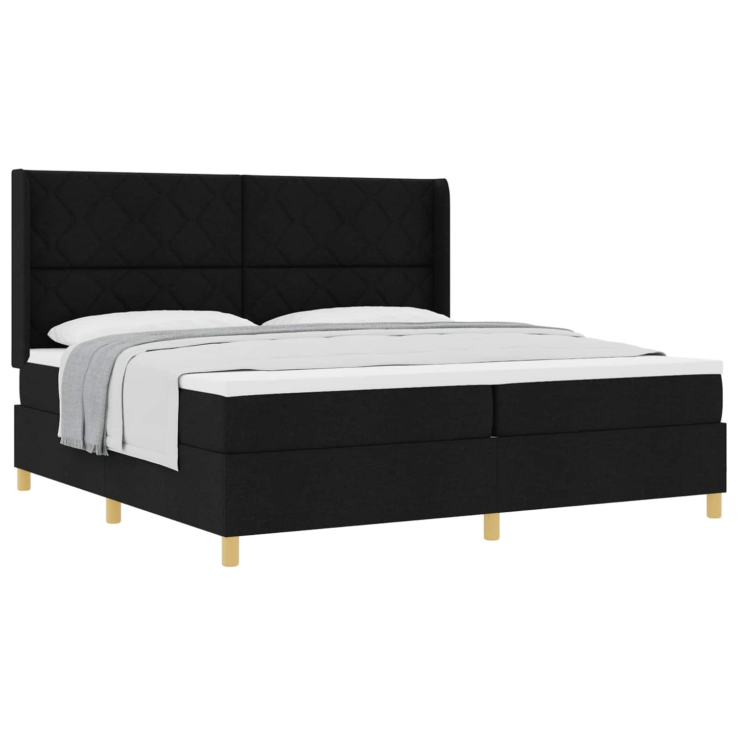 Box spring seng med hovedgærde Sort 200 x 200 cm Stof