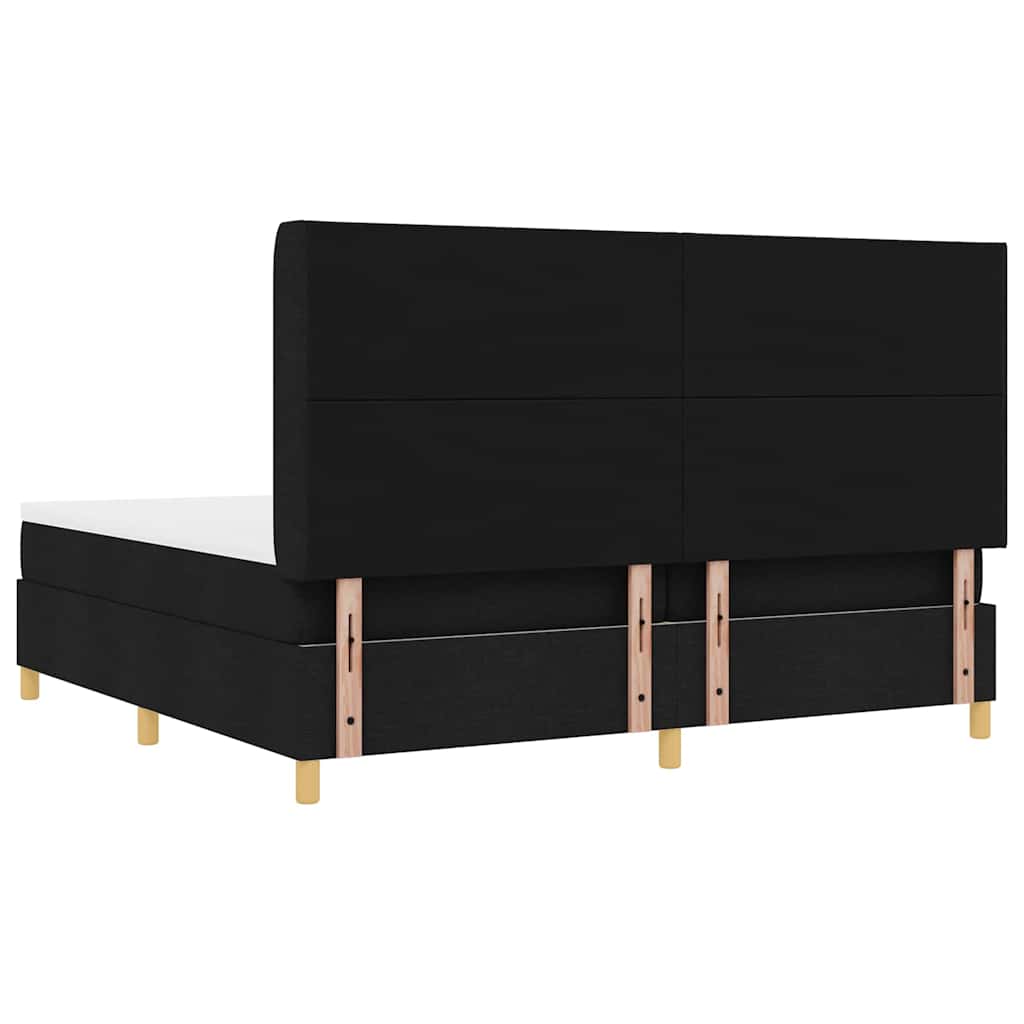 Box spring seng med hovedgærde Sort 200 x 200 cm Stof