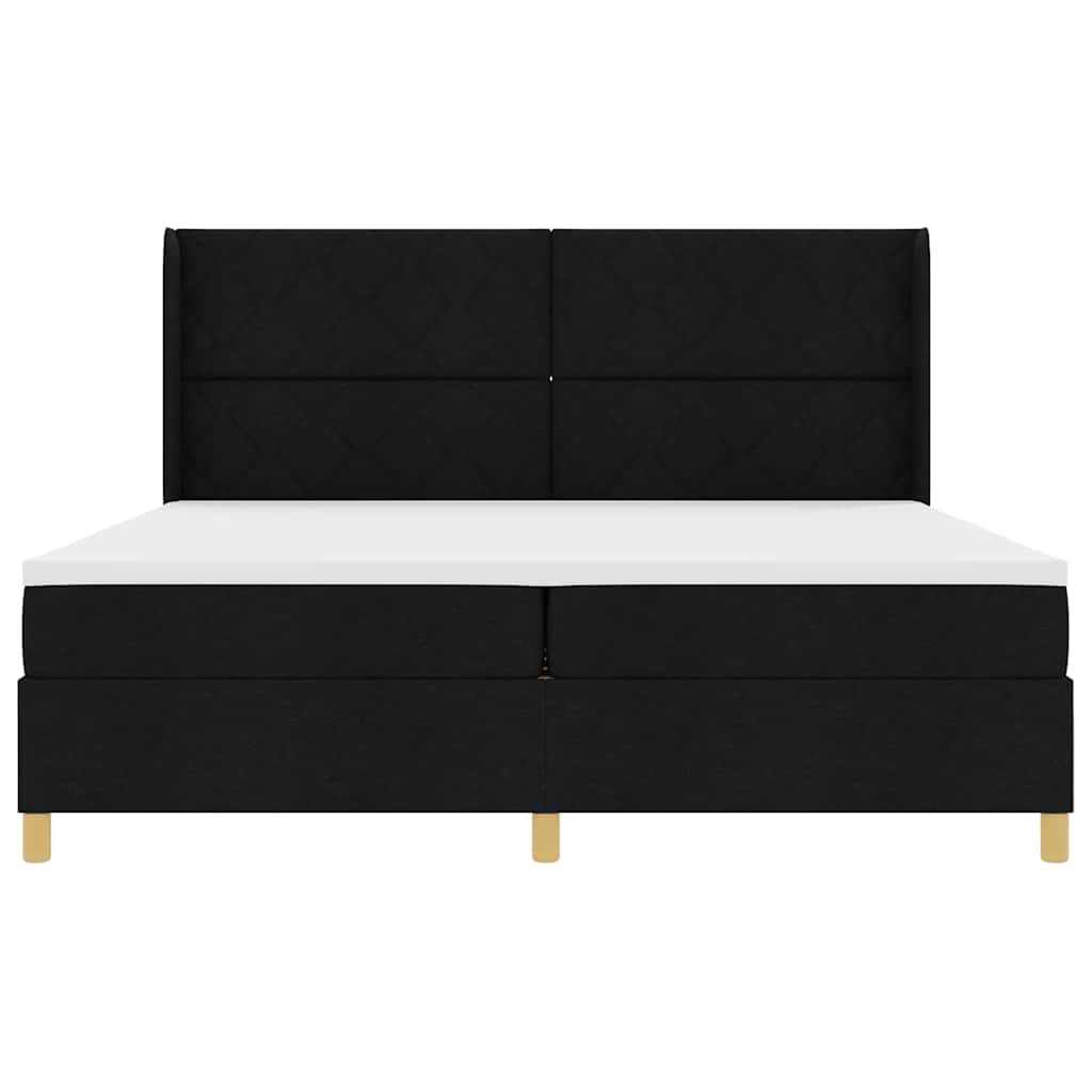 Box spring seng med hovedgærde Sort 200 x 200 cm Stof