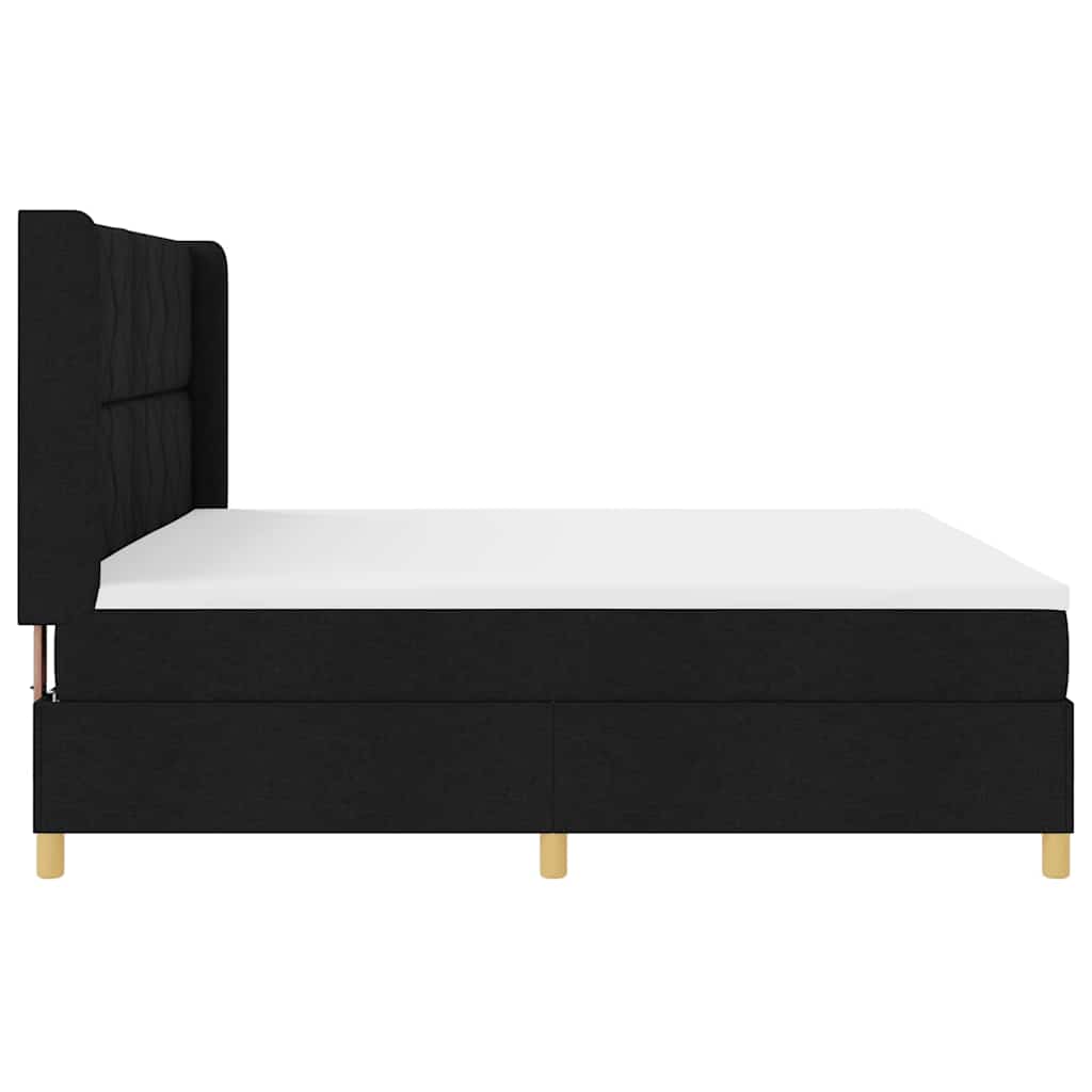 Box spring seng med hovedgærde Sort 200 x 200 cm Stof