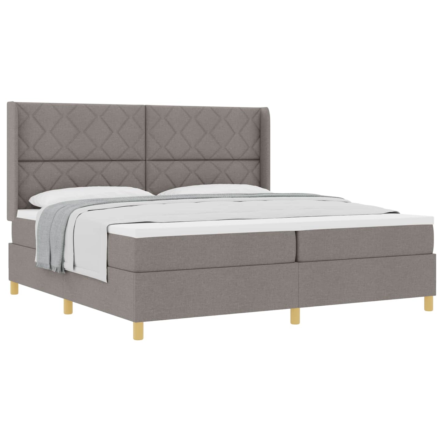 Box spring seng med hovedgærde Gråbrun 200 x 200 cm Stof