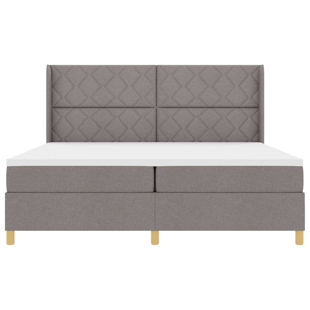 Box spring seng med hovedgærde Gråbrun 200 x 200 cm Stof