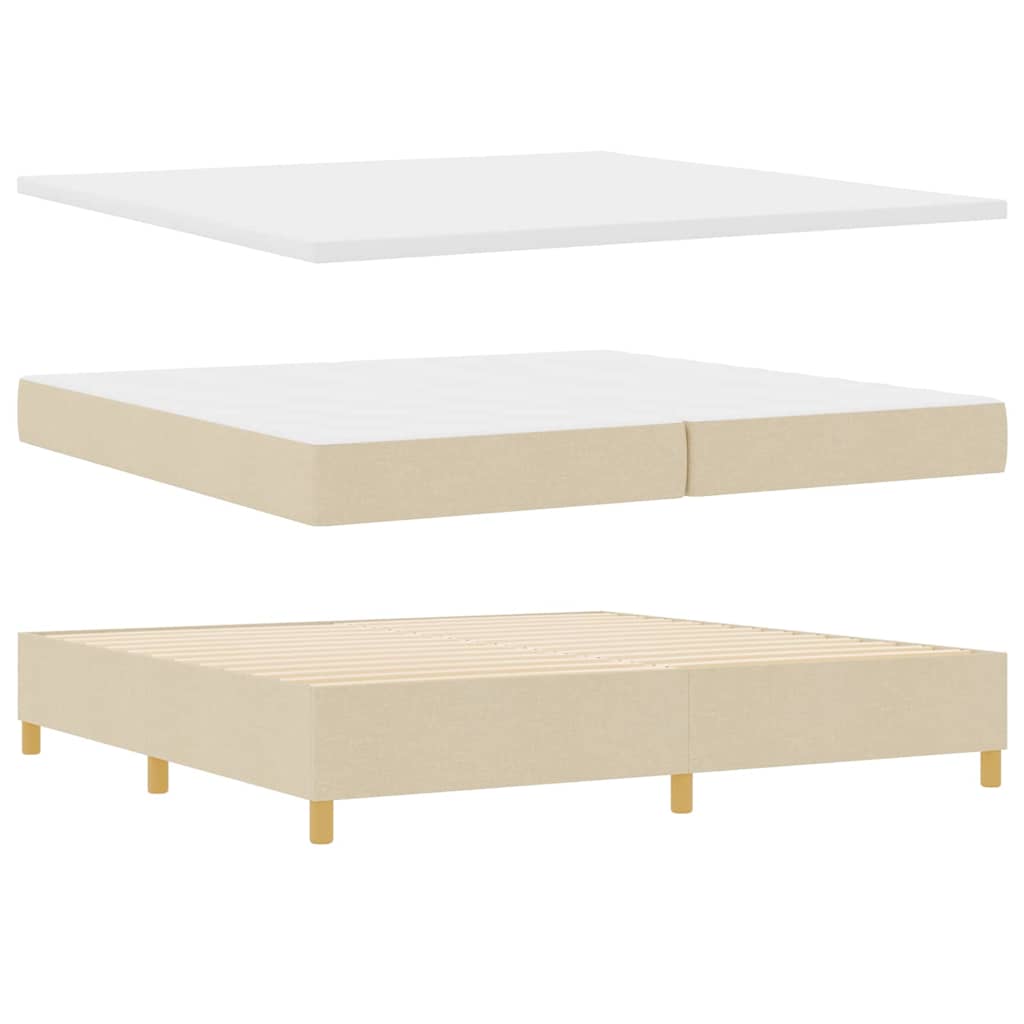 Box spring seng med hovedgærde Creme 200 x 200 cm Stof