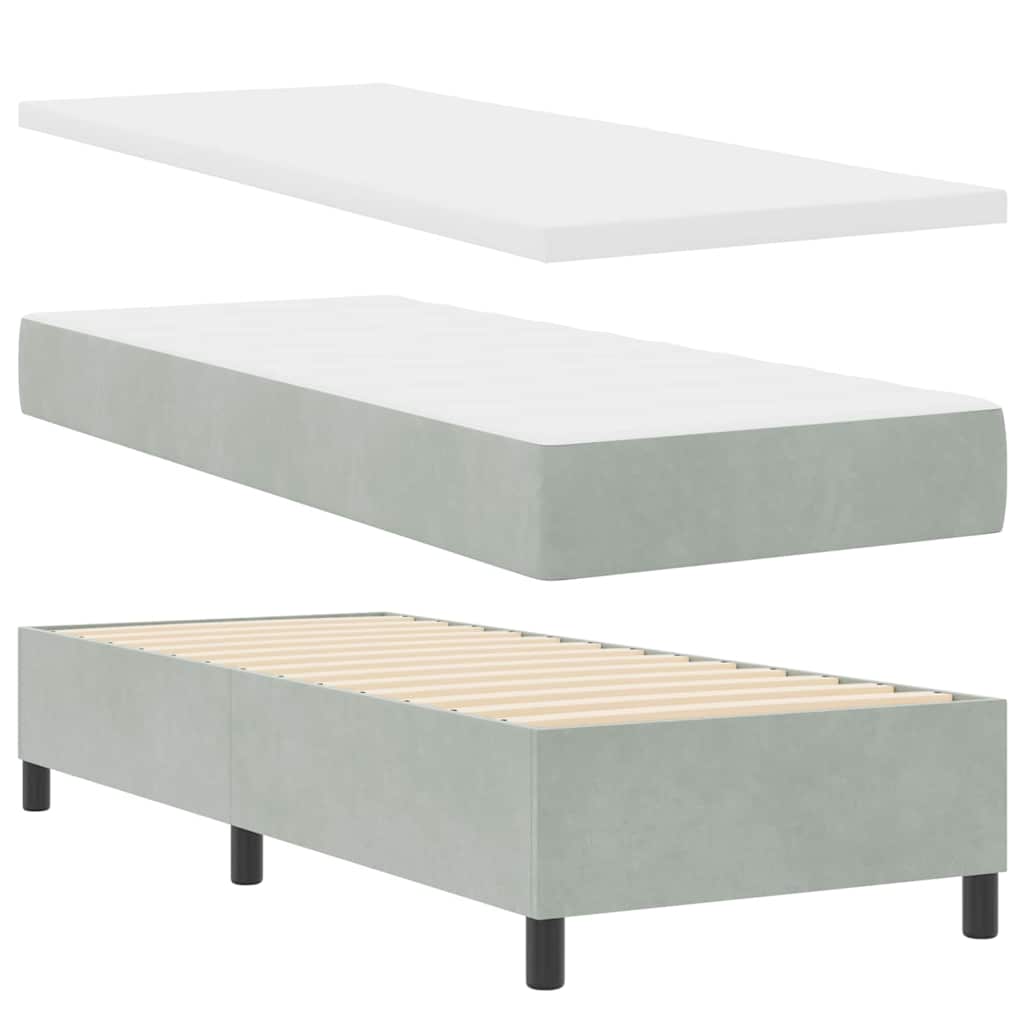Box spring seng med madras Lysegrå 80 x 200 cm Fløjl