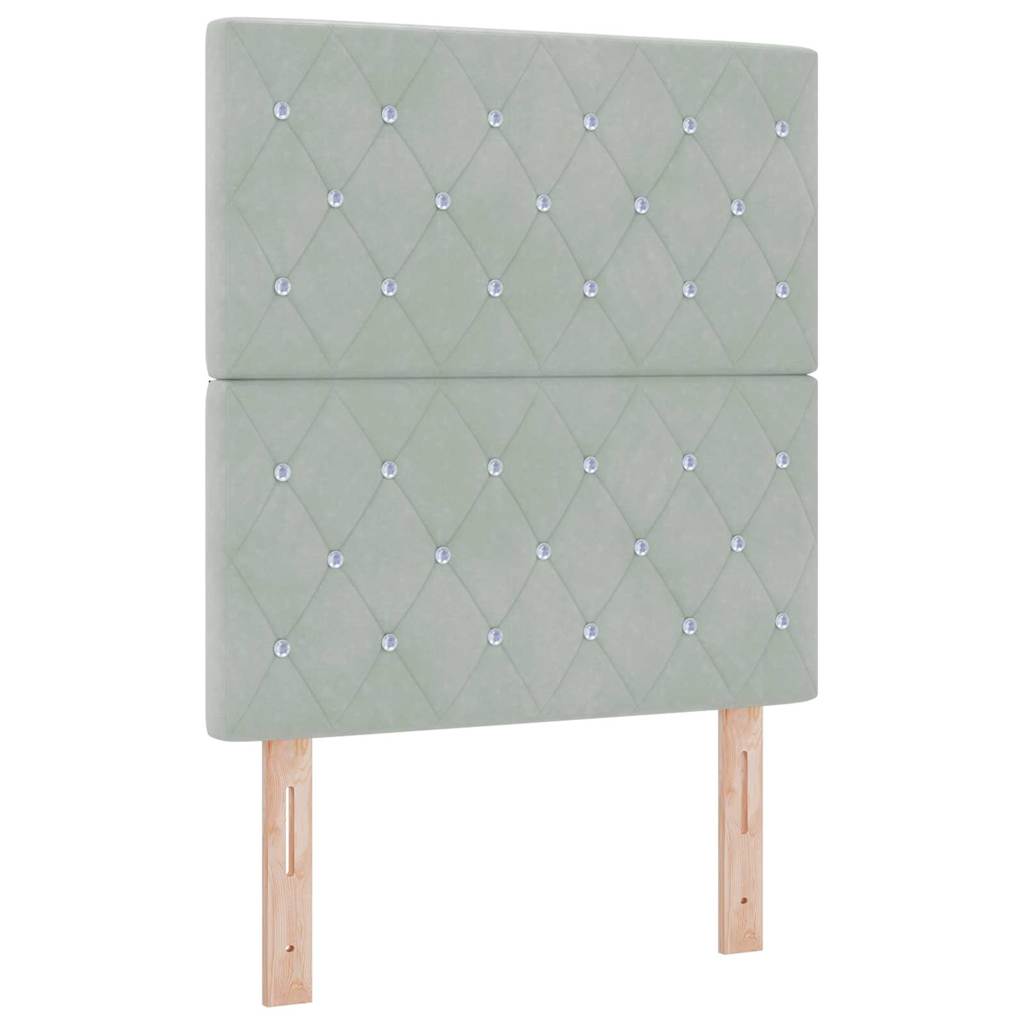 Box spring seng med madras Lysegrå 80 x 200 cm Fløjl