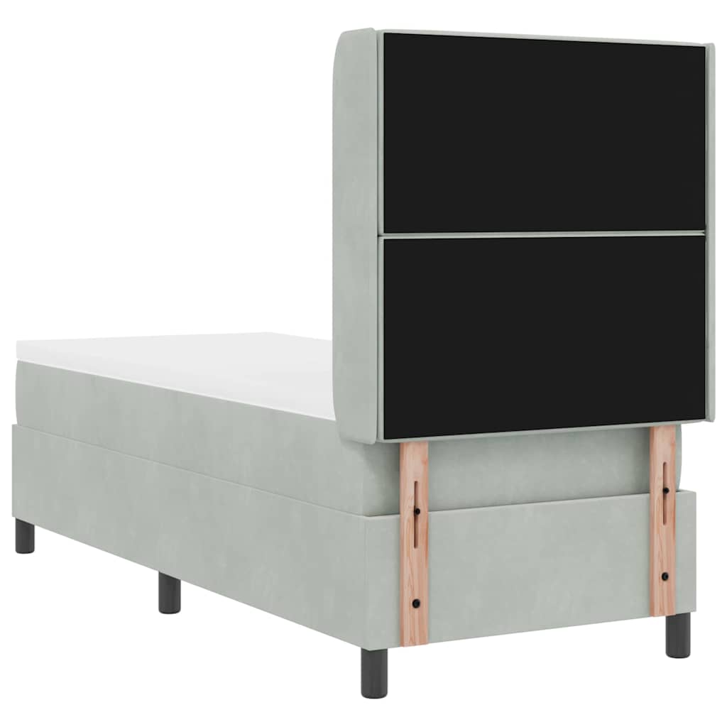 Box spring seng med madras Lysegrå 80 x 200 cm Fløjl