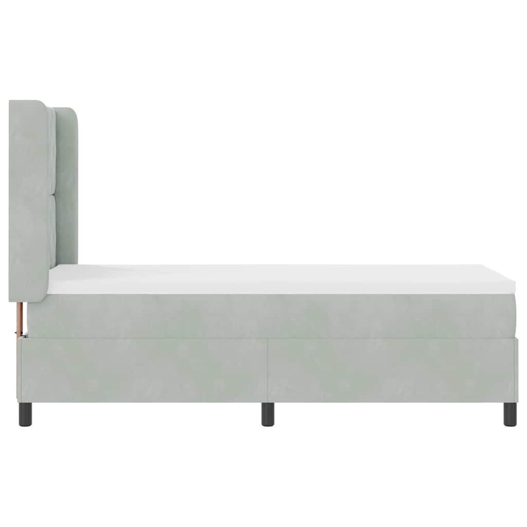 Box spring seng med madras Lysegrå 80 x 200 cm Fløjl
