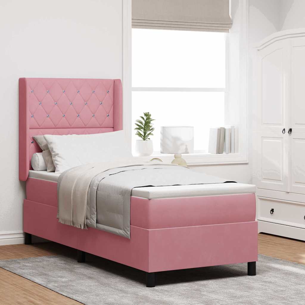 Box spring seng med madras Lyserød 80 x 200 cm Fløjl