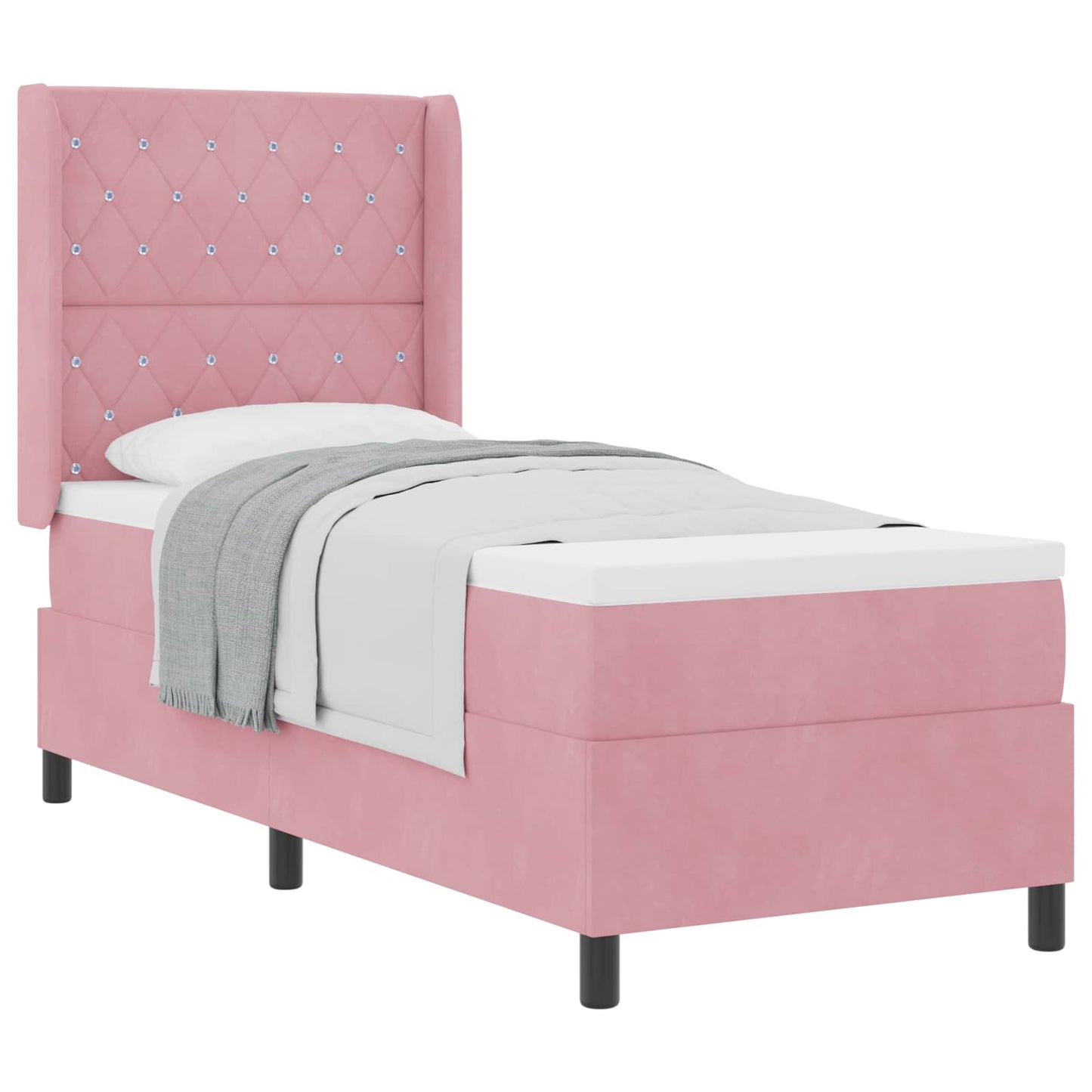 Box spring seng med madras Lyserød 80 x 200 cm Fløjl