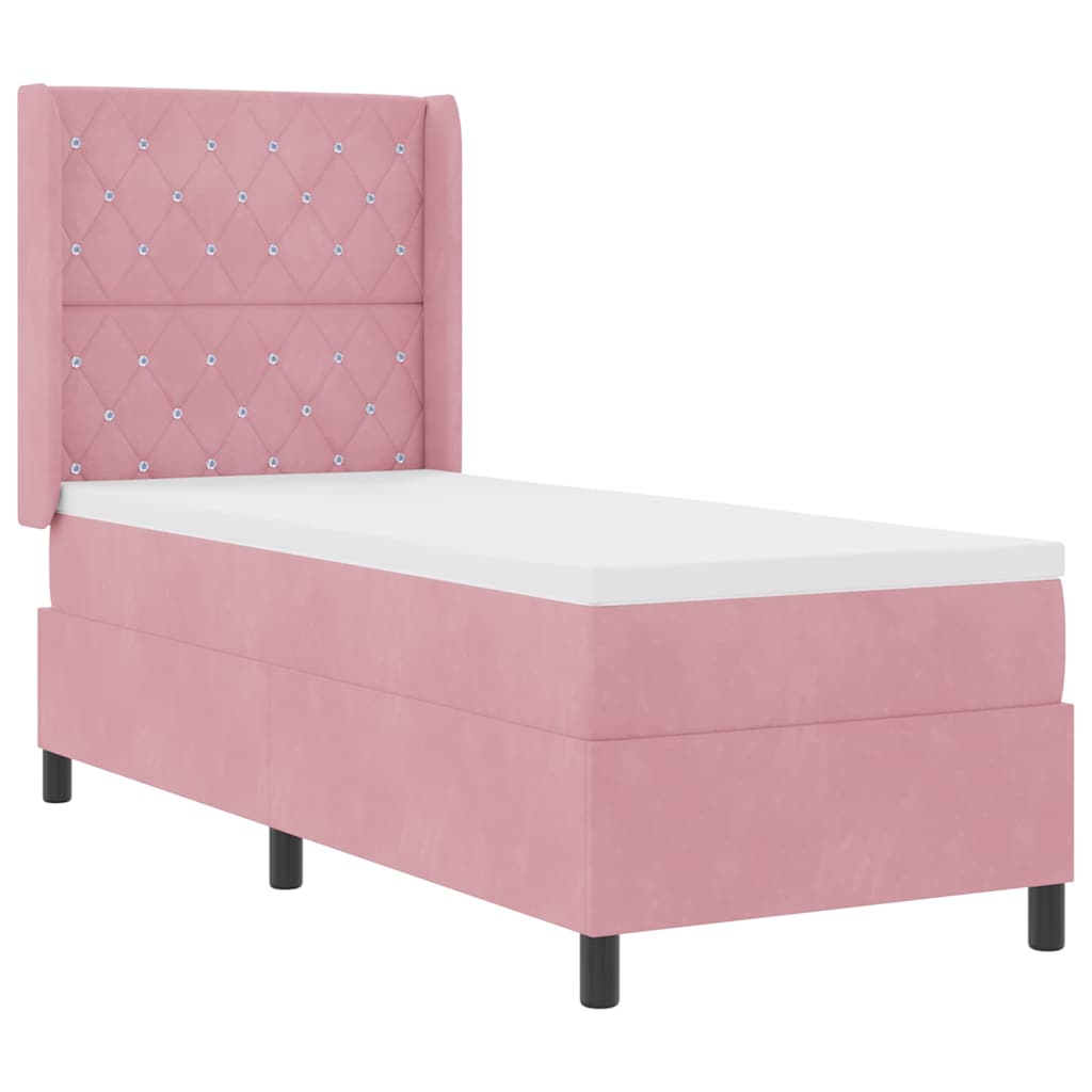 Box spring seng med madras Lyserød 80 x 200 cm Fløjl