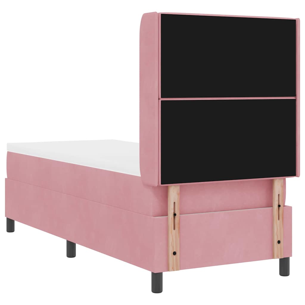 Box spring seng med madras Lyserød 80 x 200 cm Fløjl