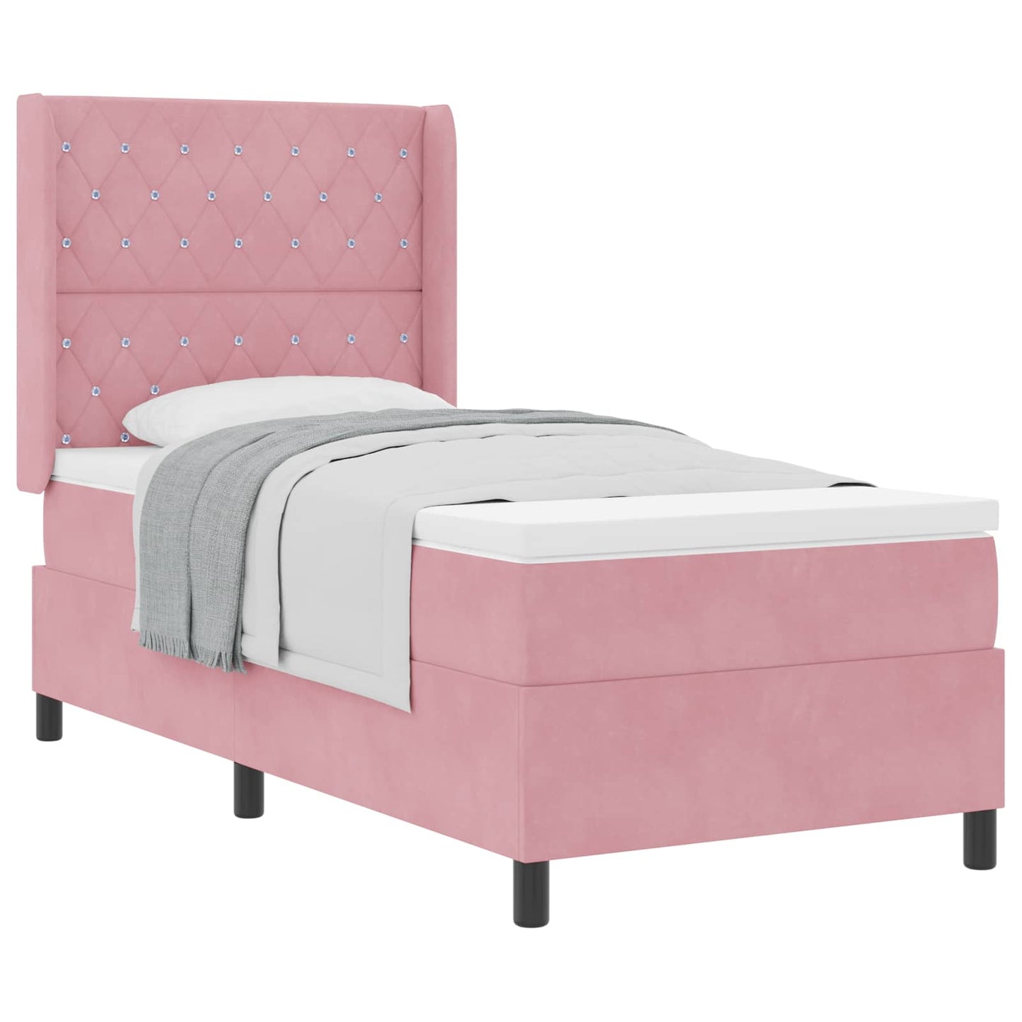 Box spring seng med madras Lyserød 90 x 200 cm Fløjl