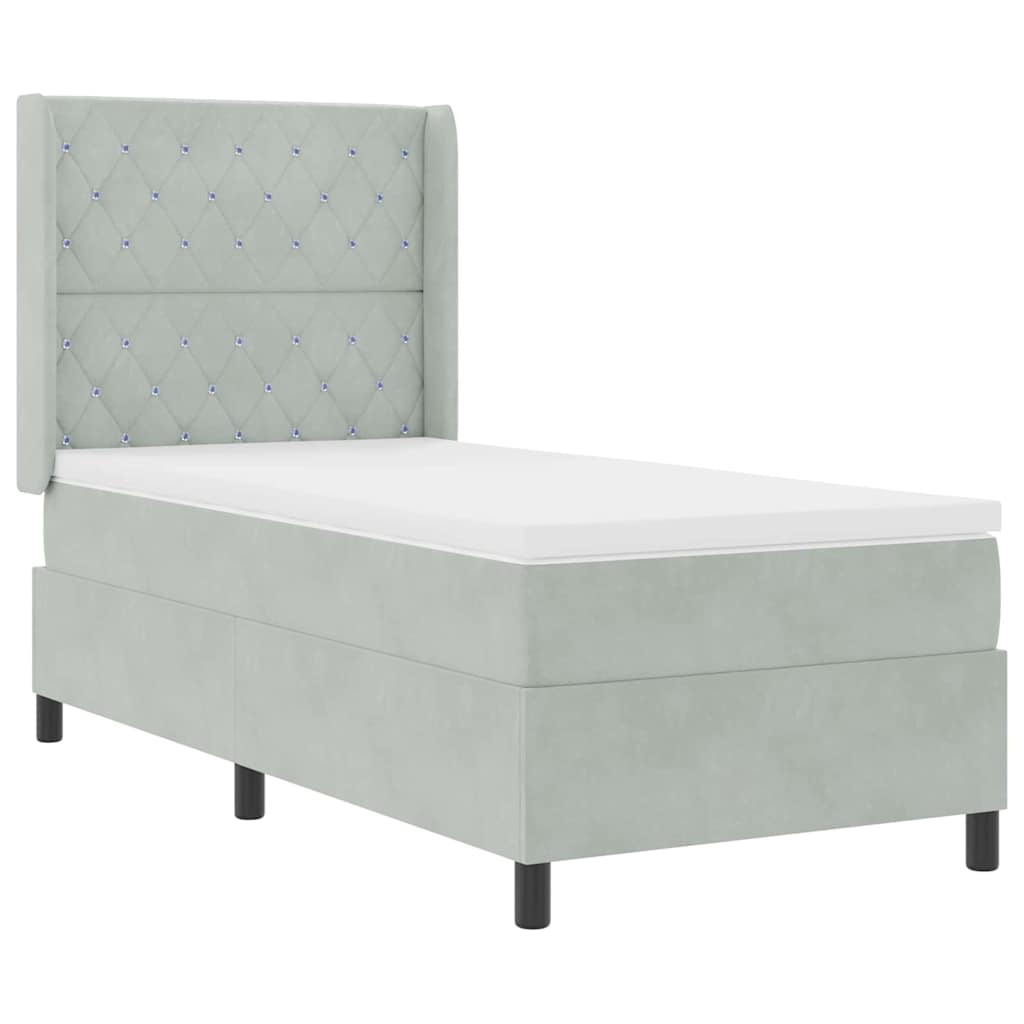 Box spring seng med madras Lysegrå 100 x 200 cm Fløjl