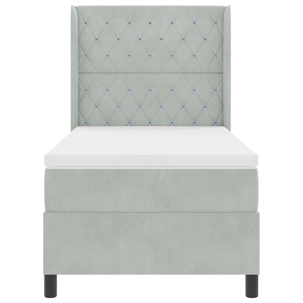Box spring seng med madras Lysegrå 100 x 200 cm Fløjl